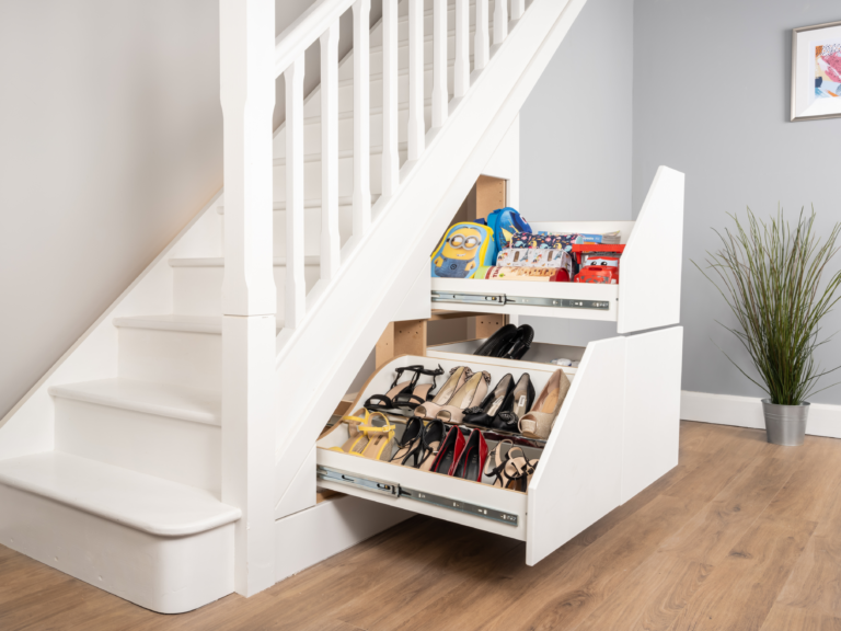 3 Drawer Under Stair Unit - Space for Vacuum Cleaners, Kids School Bags & Shoes